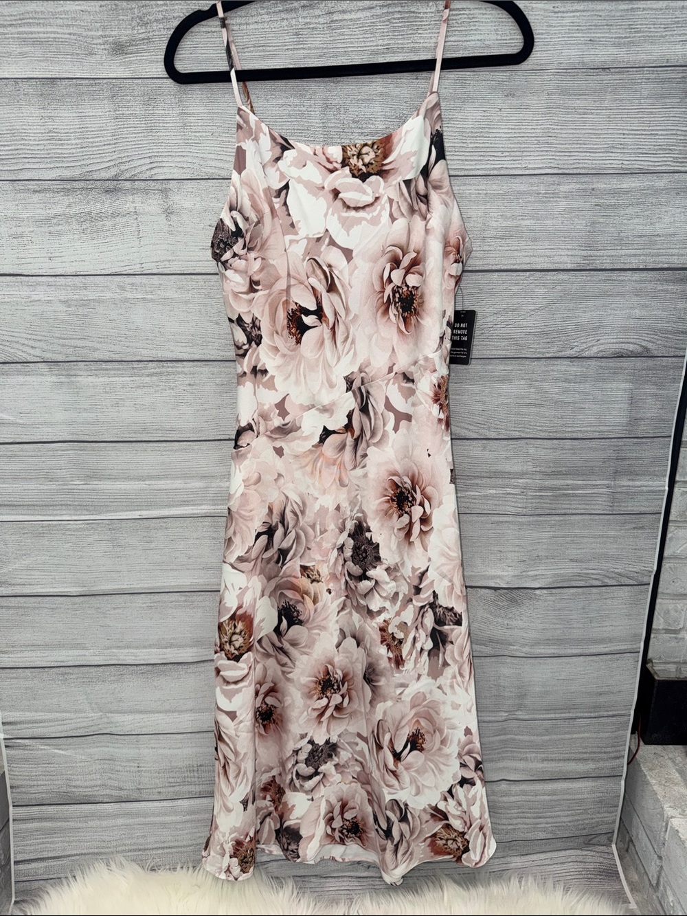 Express Blush Pink Floral Slip Midi Dress